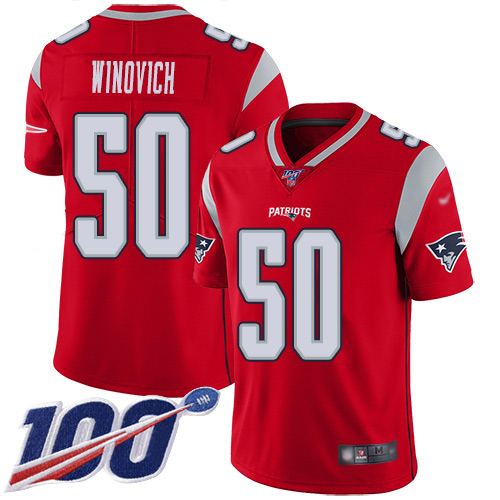 New England Patriots Football #50 100th Season Inverted Limited Red Men Chase Winovich NFL Jersey